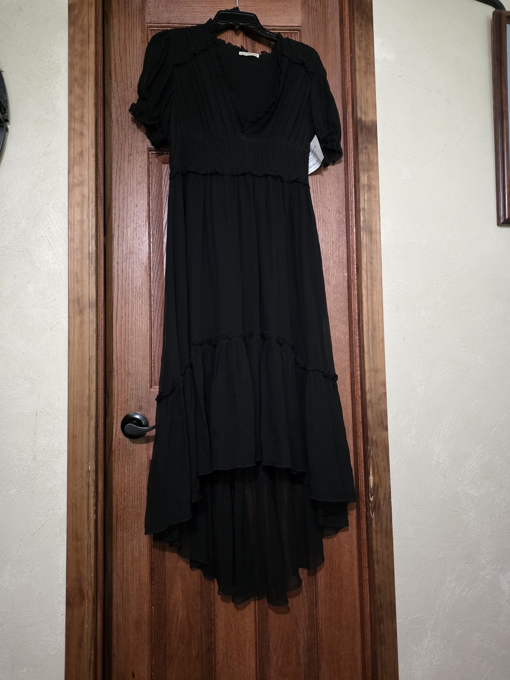 Ulla Johnson Silk Viscose Smocked Ruffle High Low Luxury Puffed Sleeve Dress